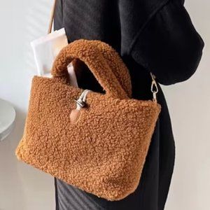 Cute Fluffy Tote Bag, Plush Tote bag, Handbag Women's Trendy Shoulder Bag With R